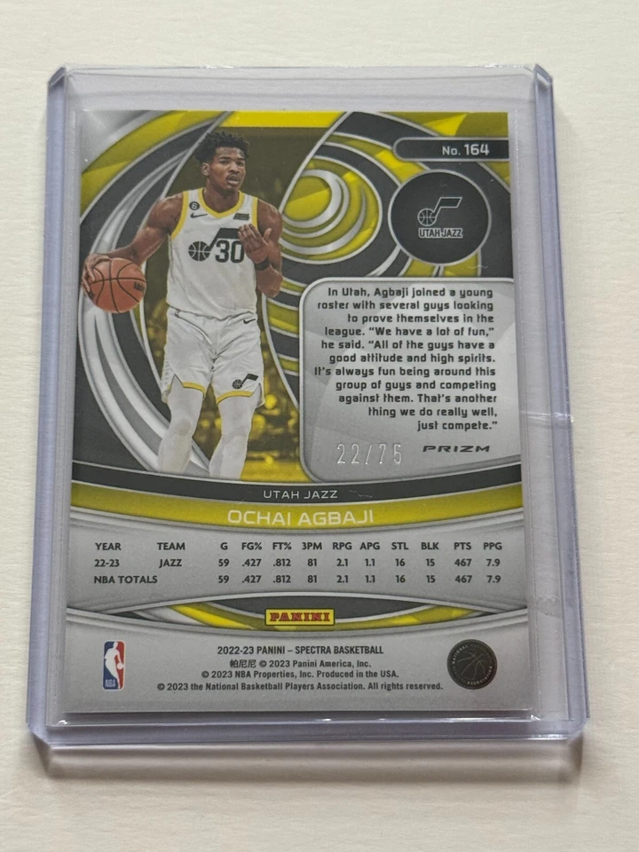 2022-23 Panini Spectra - Rookies Ochai Agbaji #164 (RC) SSP 22/75 - Image 2 of 2