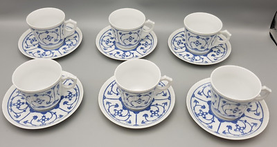 Jäger blau saks Indisch Blau 6xKAFFEETASSEN & 6xUNTERTASSEN Spezialhenkel 12tlg