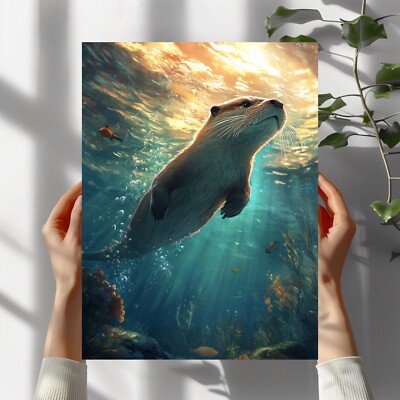 Otter Schwimmt im Ozean Poster Schöne Wanddeko Dekoration