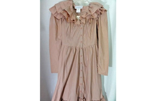 NWT Jessica McClintock Vintage 1980s Prairie Dress Pink Cotton Cottage Core Sz 3 - Picture 3 of 10