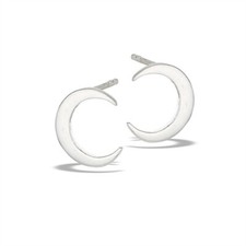 Sterling Silver High Polish Crescent Moon Stud Earring
