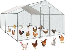 13' 10' Large Metal Chicken Coop Run Hen House w/Cover Walk-in Poultry Cage Yard