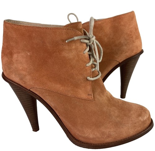Womens Opening Ceremony Taupe Brown Suede Heeled Lace Up  display picture 1
