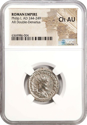 Philip I, Roman Empire AR Denarius, (244-249 AD) NGC Ch AU - Picture 3 of 4