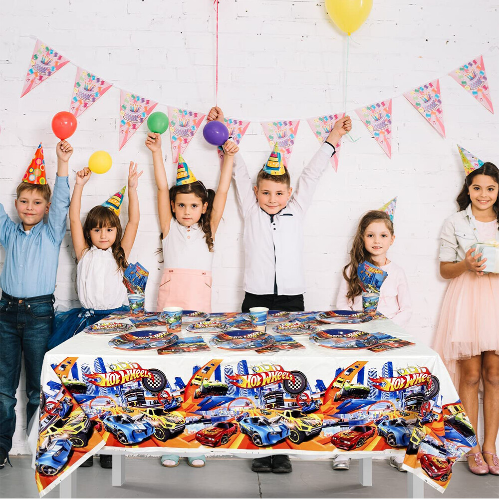 Rennwagen Partygeschirr Set - 52 Teile Schwarz-Weiß Kariert Für Coole Racing-Partys