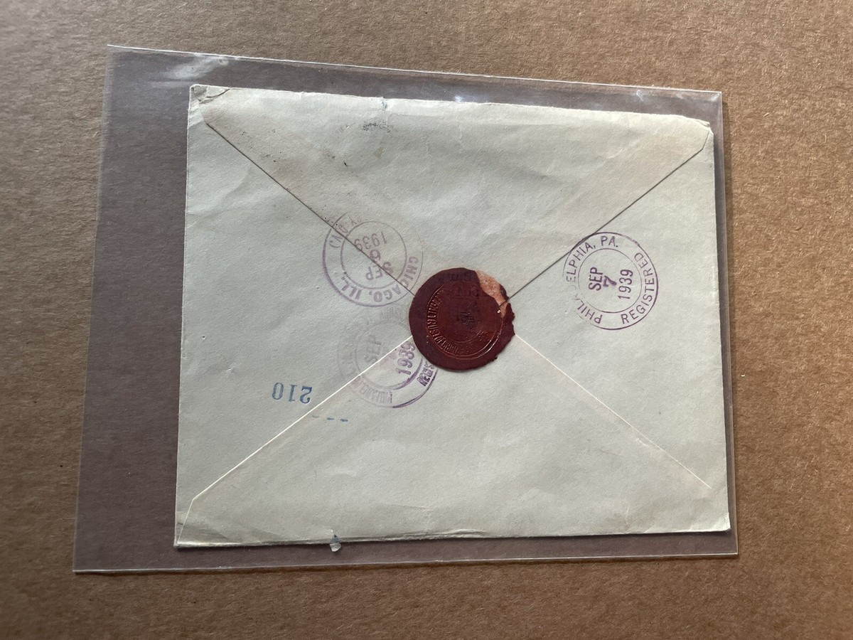 HKさん専用 Hong Kong 1939 Cover to US +Franking KGVI #SG149 Pair +Bank Seal +