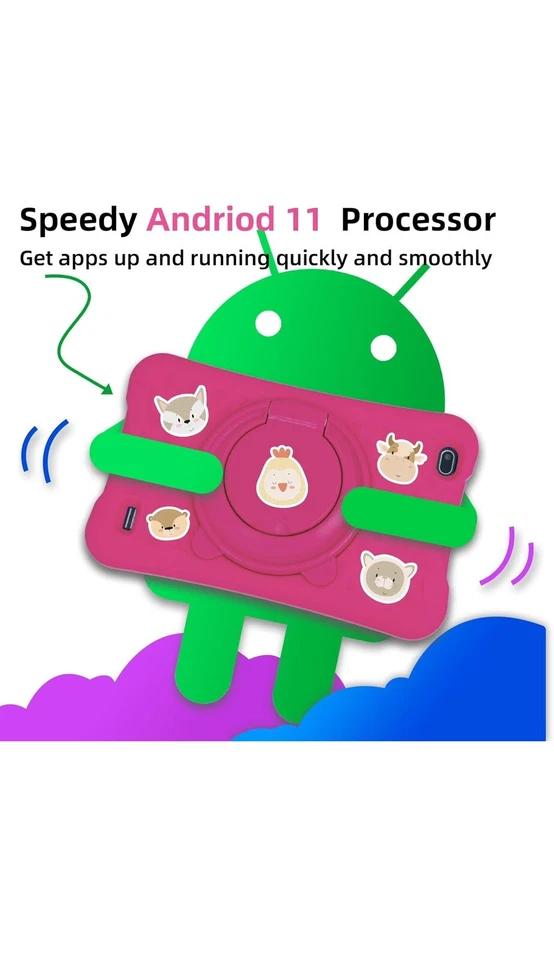Tablet for Kids, 8 inch Toddler Kid Tablet Android 11 Go, 1GB RAM 32 GB RAM Pink - Image 2 of 4