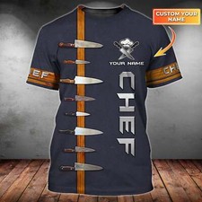 3D All Over Print Chef Personalized Name Tshirt Gift For Master Chef, Chef Gift