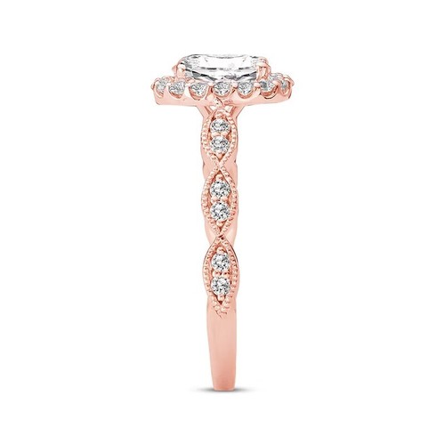1.53CT Oval & Round Cut Lab Grown Diamond Women's Halo Ring In 10K Rose Gold - Picture 2 of 10
