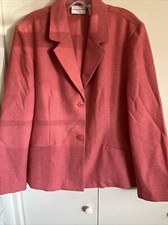 ALFRED DUNNER LT RED PEACH SLUBBED UNLND BLAZER/JACKET Women's Sz 16-VINTAGE-USA