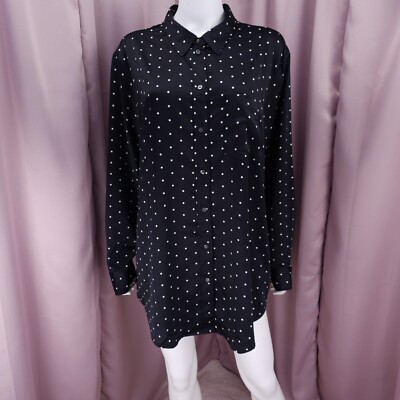 Gap Women's Satin Polka Dot Long Sleeve Button-Up Top Boyfriend Shirt XL NWT