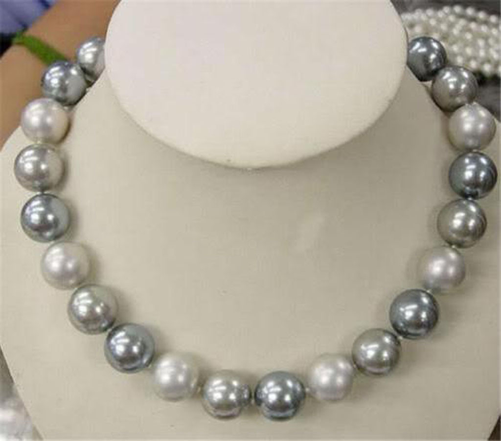 【HYERES LOR】22FW★ Essence Silver Pearl Bead Necklace Genuine 8mm White Silver Gray Shell Pearl Round Beads