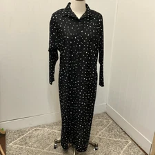 Vintage California Looks Women's Size 10 Black White Button Down Maxi Dress