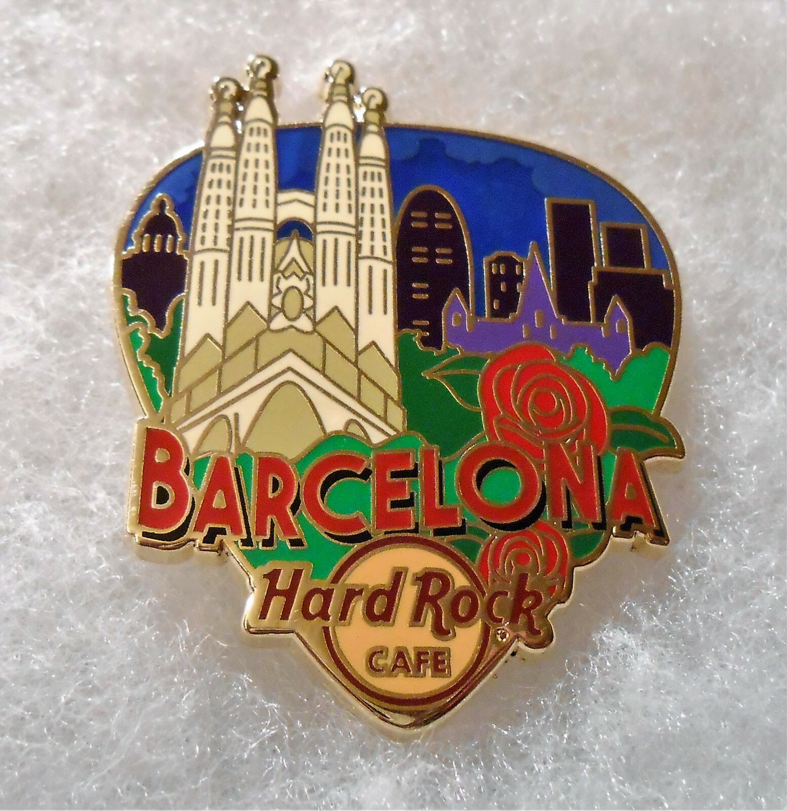 HARD ROCK CAFE BARCELONA GREETINGS FROM GUITAR PICK SERIES PIN # 96195
