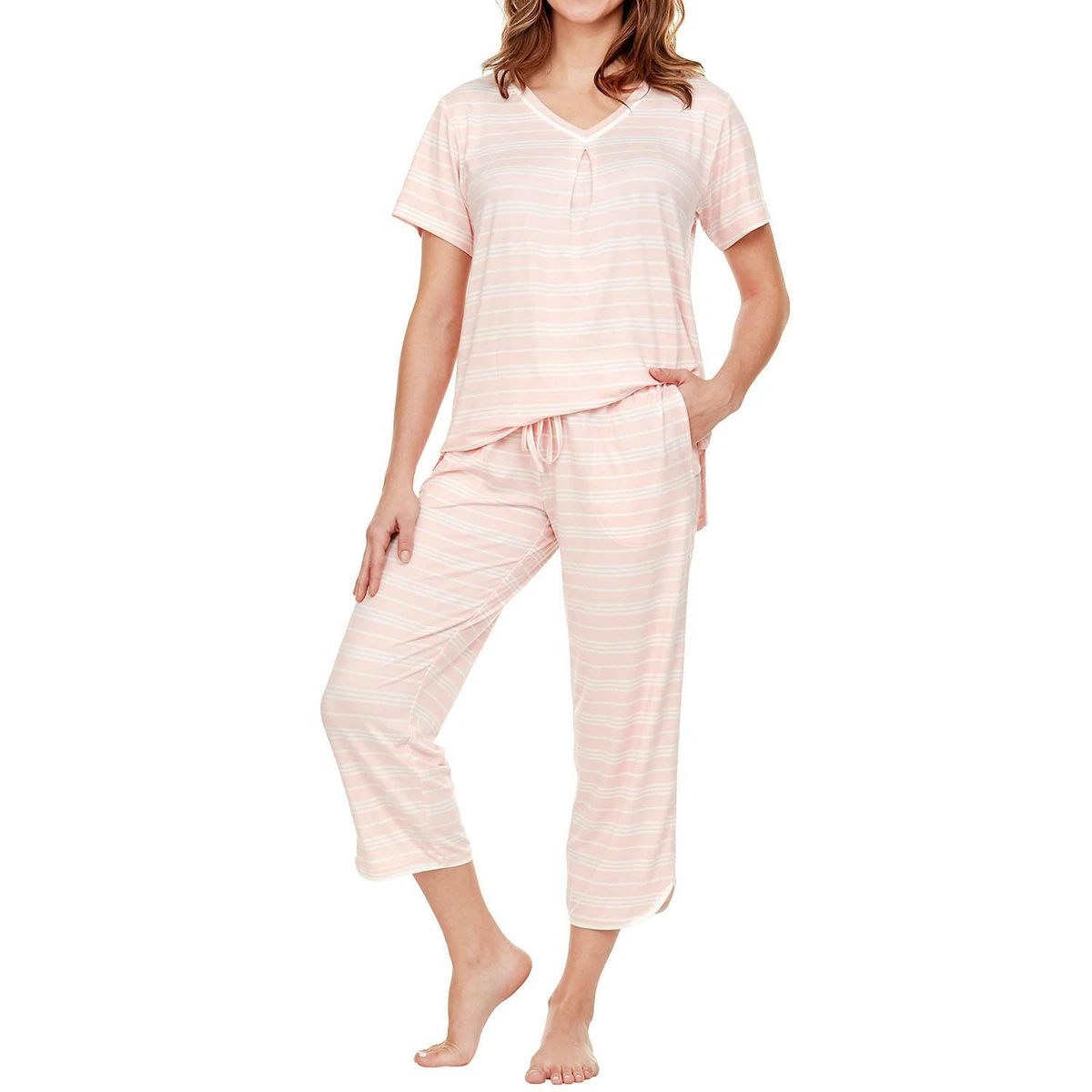 Flora Short Sleeve Capri Pant 2 Piece PJ Set Choose Color