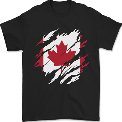 T-Shirt Torn Canada Flagge kanadischer Tag Fußball Herren 100 % Baumwolle