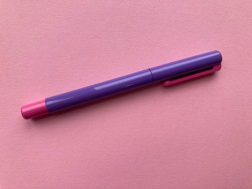 PENNA STILOGRAFICA VINTAGE SAKYO INOXCROM ANNI 80 SPAGNA - VIOLA - Foto 2 di 3