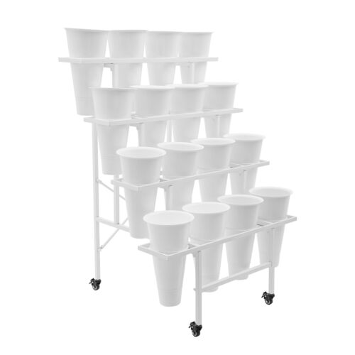 Flower Display Stand With 16pcs Buckets - 4 Layers Plant Cart Moving Flower Rack - Picture 11 of 22