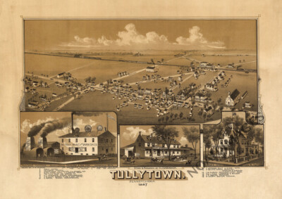 Panoramic Map of Tullytown Pennsylvania 16x24