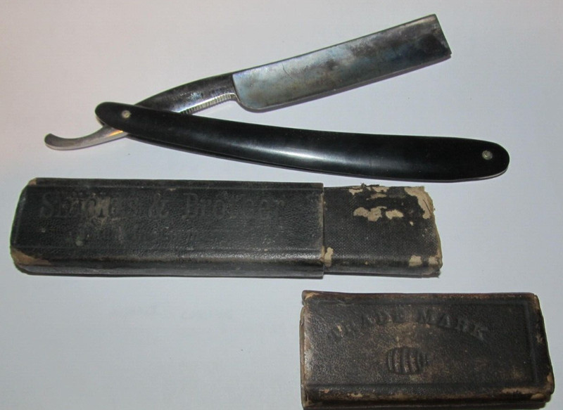 Vintage Straight Razor Shields & Brother Barber Shop w/ Box 172 Germany