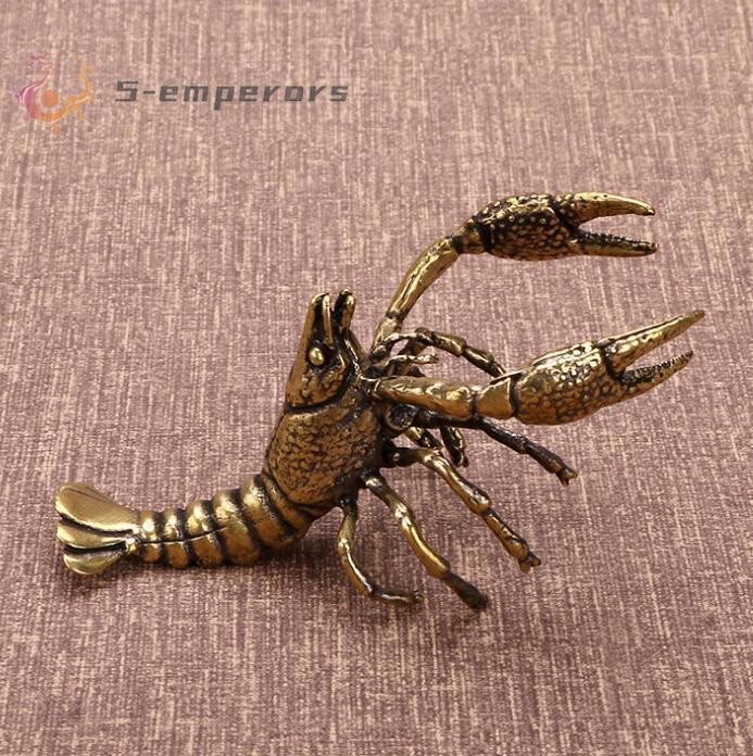 chinese old brass handmade statue casting shrimp collectable