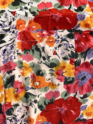 Gitano 26W white beige floral short sleeve plus size front pocket button up top - Picture 2 of 5