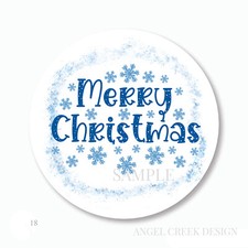 Merry Christmas Blue Snowflakes Scrapbook Stickers Favors Envelope Seals