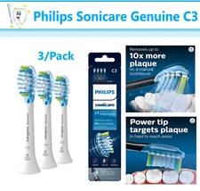 Philips Sonicare Genuine C3 Premium Plaque Control Toothbrush Heads, White, 3/Pk