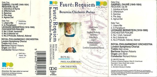 ALED JONES FAURE REQUIEM BERNSTEIN CHICHESTER PSALMS CASSETTE ROYAL PHILHARMONIC - Picture 8 of 9