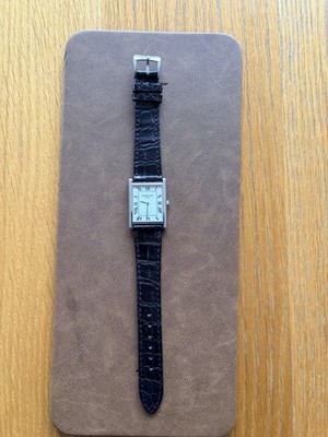 Raymond Weil Tank in Silver Stainless Steel on  Black Crocodile Strap 