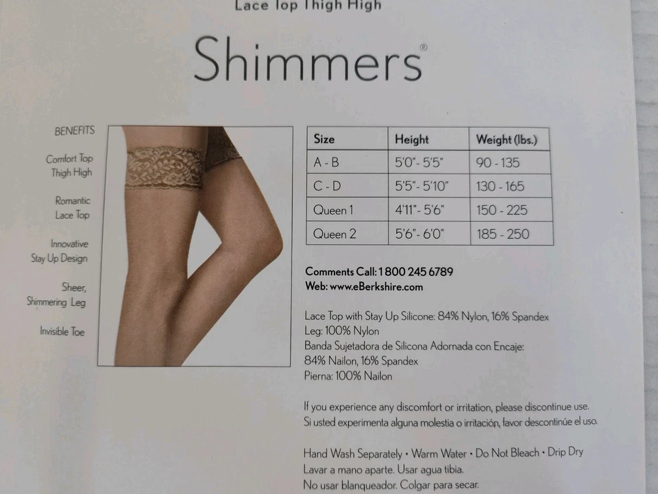 Berkshire Thigh High Shimmers Stockings Size A-B Silver with Lace Top - Image 4 of 4
