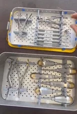 Dental Surgical Instrument Set with Sterilization Tray Extraction Forceps Elevat