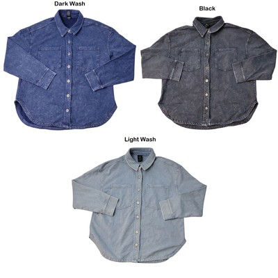 #ad Member#x27;s Mark Women#x27;s Relaxed Fit Knit Denim Shirt $12.99