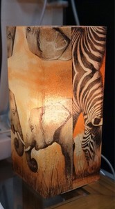 Słoń Para i Zebra Lampa stołowa z matowego szkła Pomarańczowy design Ręcznie robiona dekoracja prezentowa