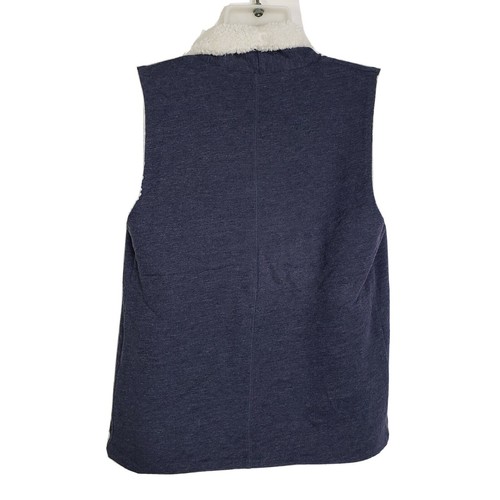 Mudd Girls Vest Size 16 Blue Faux Fur Lined Open Front Cardigan Pockets - Picture 2 of 9