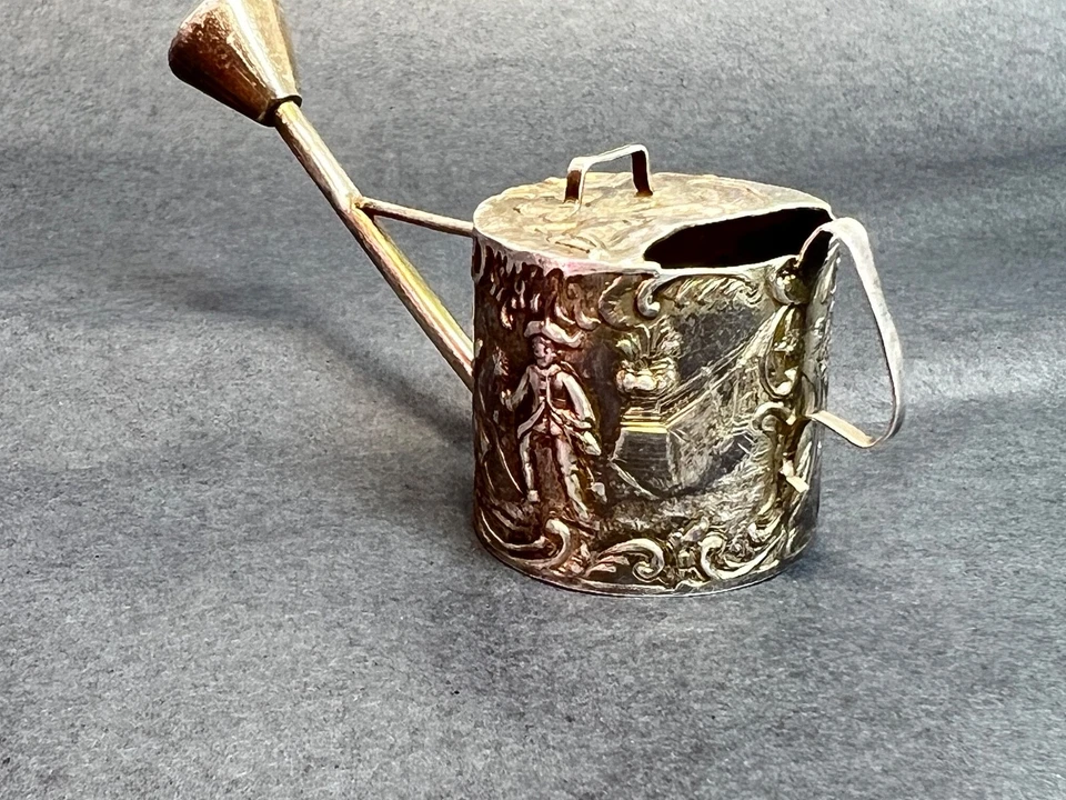 Regadera romanticismo flores miniatura estilo holandés de plata esterlina estilo holandés 19c Foto 3 de 4