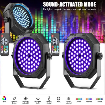 10PCS Rechargeable Par Lights 90W RGB Battery Powered Wireless 60LED Par Lights