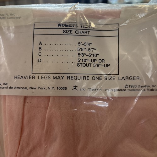 Vintage 1980 Danskin Nylon Dance Ballet Tights Pink Size C Style 185 New - Picture 4 of 6