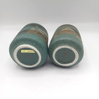 Japanese Pottery Husband & Wife Temple Tea Cup Set Green And Gold Stoneware  — photo 2