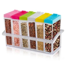 Spice Shaker, 6 Pcs Seasoning Rack Spice Pots Storage Container Condiment Jar...
