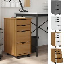 Rollschrank 4 Schublade Massivholz Kiefer Büroschrank Rollcontainer Aktenschrank