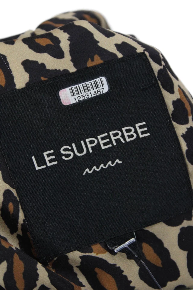 Mono Le Superbe para mujer manga larga cuello en V satinado estampado de leopardo marrón talla 4 Foto 4 de 4