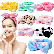 8 Pack Spa Headband Facial Makeup Headband Fleece Bow Hair Band Head Wraps