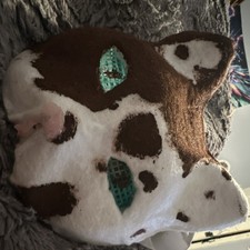 Brown White Cat Felt therian Mask, Mesh Eye Openings, Unisex, fully lined, comfy