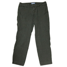 Old Navy Pixie Mid-Rise Pant Stretch-Cotton Dotted Straight Leg Black 10 32x26
