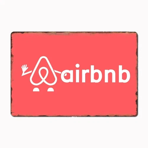 Vintage Airbnb Logo  Metal Plaque Decor Cinema Living Room Mural Tin Metal Signs