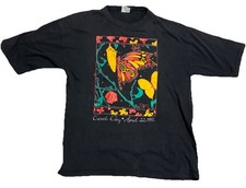 Vintage 90s Purple Butterfly Floral Graphic Single Stitch T-Shirt