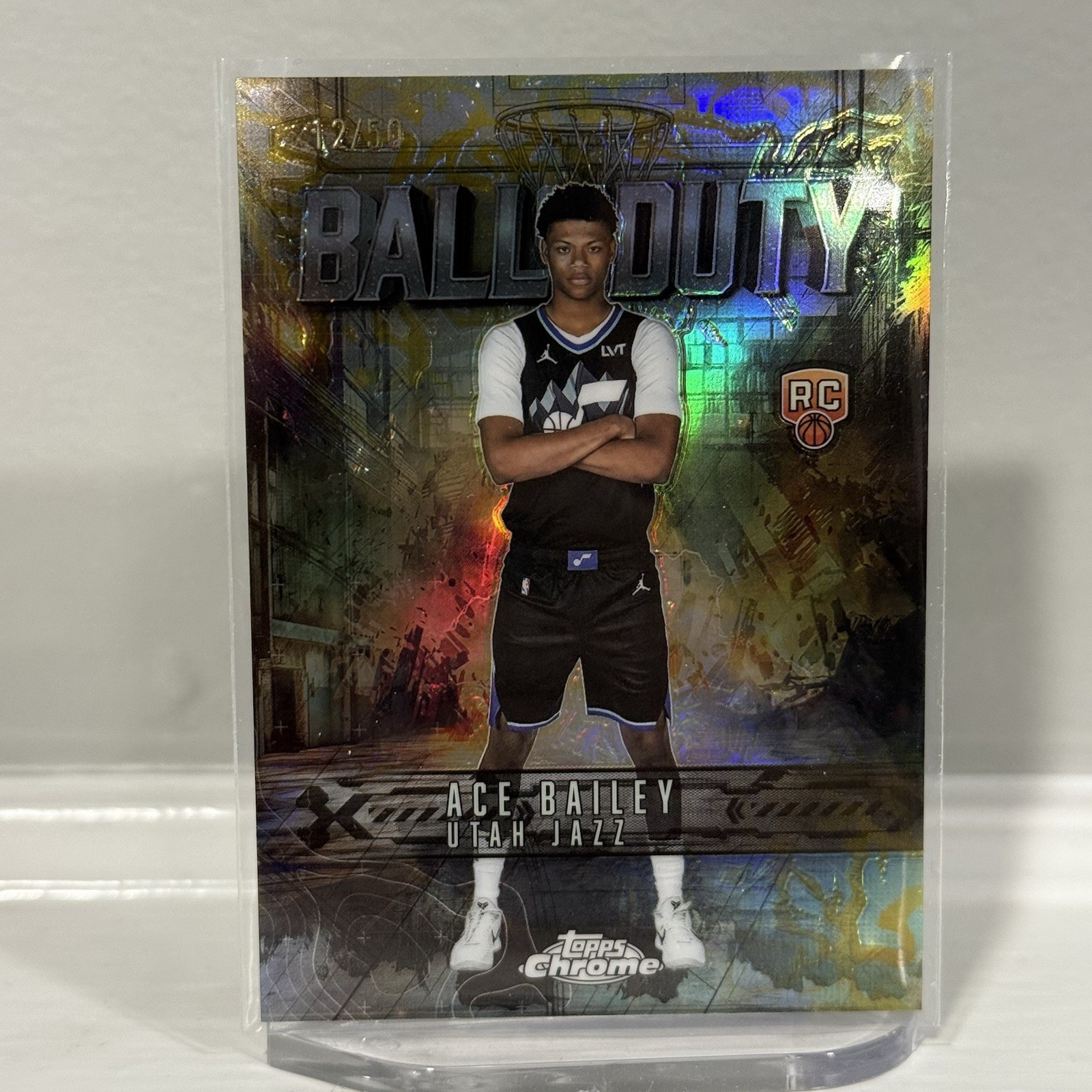 Ace Bailey 2025-26 Topps Chrome Ball Of Duty Gold Refractor /50 SSP Rookie Jazz