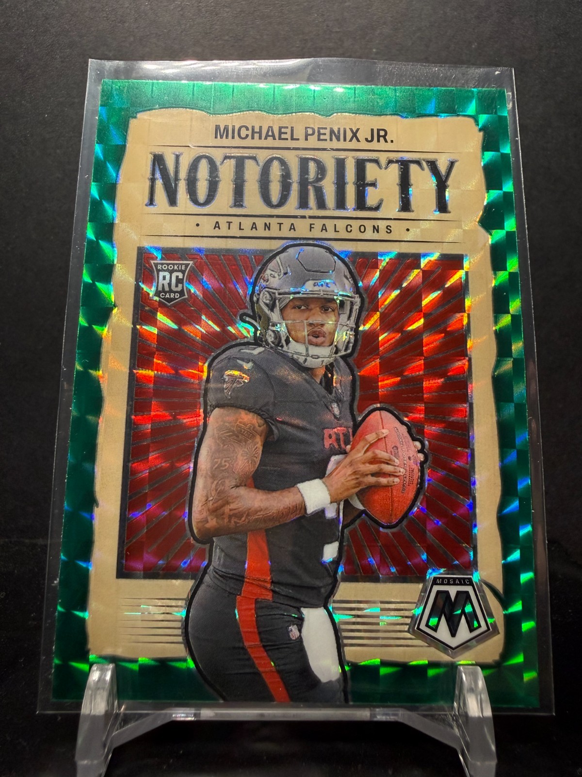 011079 - 2024 Panini Mosaic - Notoriety Green Mosaic Prizm #20 Michael Penix Jr.