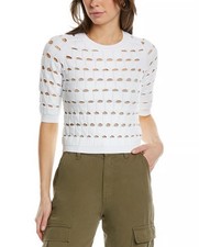 IRO Women's White Sabil Knit Openwork Pullover Sweater Size S